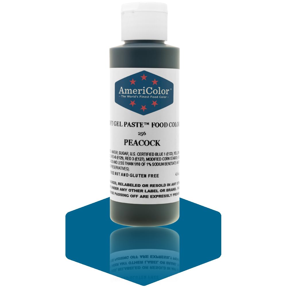 AmeriColor, Peacock, 4.5 Ounce Bottle, Soft Gel Paste Food Color