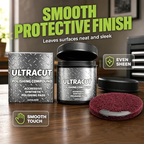 Image of All in One Surface Restoration Polish with Pad, Ultracut Polishing Compound for Wood Furniture Surface Polishing Scratch Remover Compound for Leather Wood Marble Countertop Cookware Ovens Sinks (3)