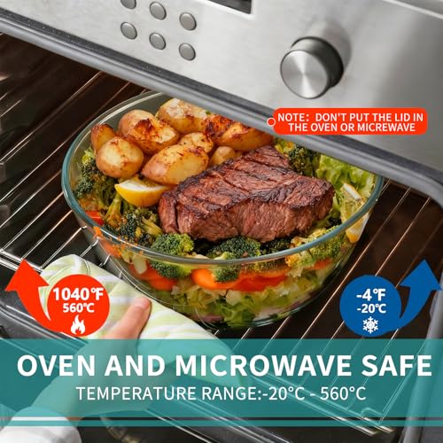 Tazón Grande de Vidrio KEUYE para Hacer Pan con Tapa 4.7 Qt miniatura 5