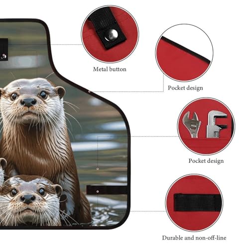 Delantal de trabajo ajustable Three Brown Otters con bolsillos miniatura 3
