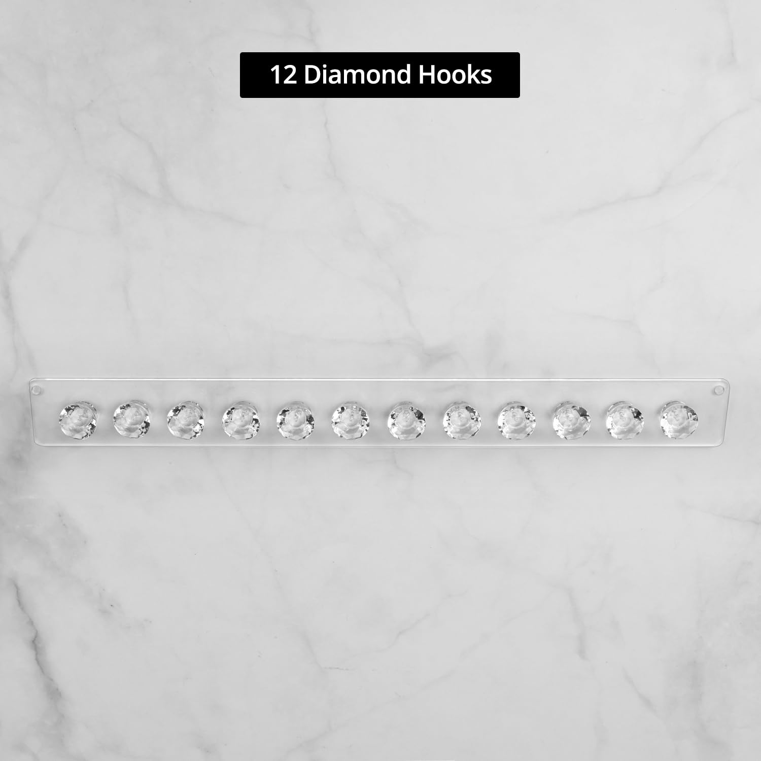 QWORK® Confezione da 4 grucce per collane in acrilico con 12 ganci a forma di diamante, organizer per gioielli montato a parete, design trasparente
