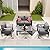 Amopatio Aluminum Patio Furniture, 5 Pcs Metal Modern Patio Furniture Set, Outdoor Sectional Sofa for Balcony, Garden, Dark Grey (Included Waterproof Covers)