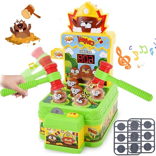 NMM Whack Spiel mit 2 Hämmern, Elektronisches Mini Arcade Spielzeug für Kinder 3 4 5 6+ Jahre, Schlag den Maulwurf Musik Klopfspiel Interaktives Pädagogisches Geschenk für Kinder Baby Kleinkinder NMM Whack Spiel mit 2 Hämmern, Elektronisches Mini Arcade Spielzeug für Kinder 3 4 5 6+ Jahre, Schlag den Maulwurf Musik Klopfspiel Interaktives Pädagogisches Geschenk für Kinder Baby Kleinkinder