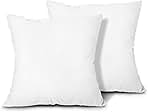 EDOW Throw Pillow Inserts, Set of 2 Lightweight Down Alternative Polyester Pillow, Couch Cushion, Sham Stuffer, Machine Washable. (White, 18x18)