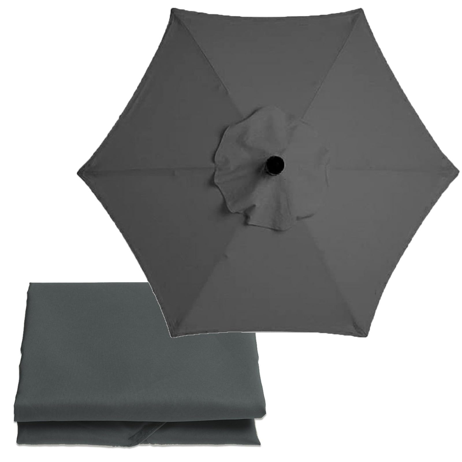 Patio Replacement Parasol Cover, Market Table Umbrella Top Replacement Cloth, Replacement Parasol Fabric Canopy For Balcony Parasols, Parasol Cloth Canopy ( Color : Dark gray , Size : 3m/9.8ft (6Rib)