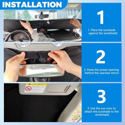 Image of Car Windshield Sun Shade Compatible with Te /SLA 2017-2026 Model 3 /Y,Oxford Cloth Sun Shade for Car Windshield with Foldable Design,Windshields Cover Suns Shades with Storage Bag