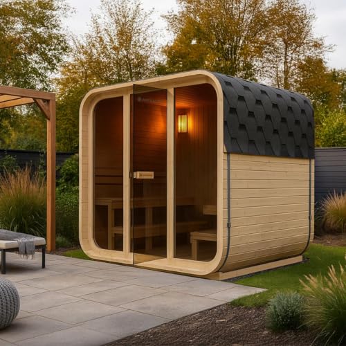 Supply24 since 2004 Outdoor Cubesauna Holz Sauna Finnland im Cube Design 228x180 cm Gartensauna Komplett Set mit Saunaofen 9 KW Ofen Zubehör Außensauna für 6 Personen Supply24 since 2004 Outdoor Cubesauna Holz Sauna Finnland im Cube Design 228x180 cm Gartensauna Komplett Set mit Saunaofen 9 KW Ofen Zubehör Außensauna für 6 Personen