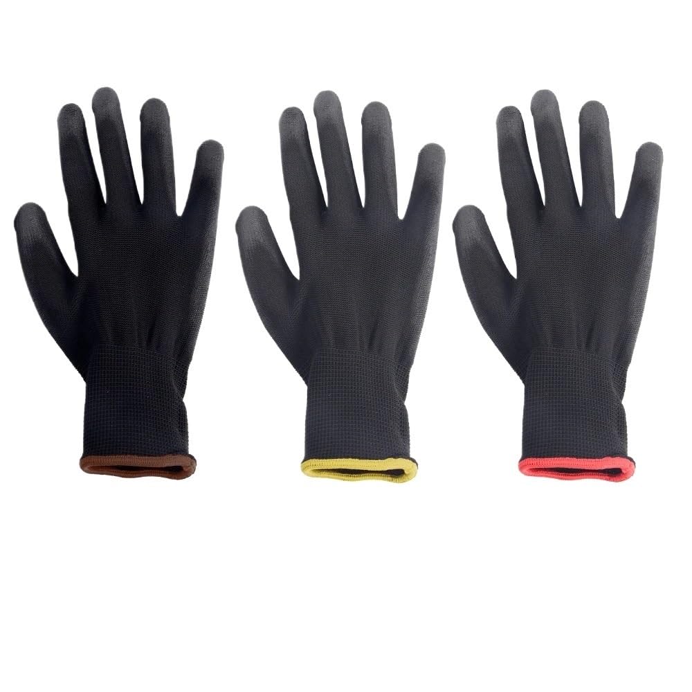 Guanti Da Lavoro Antiscivolo Guanti da lavoro in nylon rivestito in PU 20 pezzi Sicurezza antiscivolo for il campeggio Colore del bordo di blocco casuale(L)