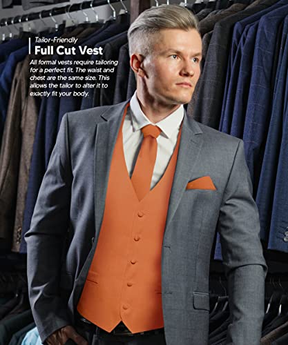 Solid Color Satin Suit Vest for Men Set of 4 - Vest, Tie, Bow Tie & Pocket Square (Black Back)3