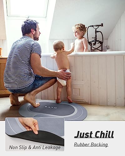 Image of MontVoo-Bath Mat Rug-Innovative Bathroom Rug Mat Super Absorbent Quick Dry Rubber Backed Dirt Resistant Bath Rugs Mats for Bathroom Non Slip-Blue Bathroom Rug for Shower-Sink-Bathtub-17 X27.6