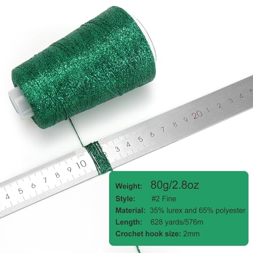 Image of Metallic Crochet Thread, 80g Lurex Yarn for Charms(Green)