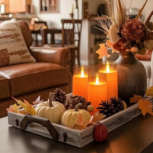 Image of Homemory Halloween Orange Flameless Candles, Battery Operated LED Candles with Remote and Timer, Candles for Halloween Decoration, Fall, Harvest Festival, Set of 5