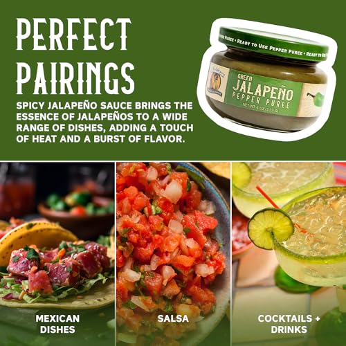 Image of Louisiana Pepper Exchange Green Jalapeno Pepper Puree Sauce Salsa, Hot Spicy Flavor Seasoning, Plant-Based, Gluten-Free, Replaces Diced Jalapenos, 2 Pack