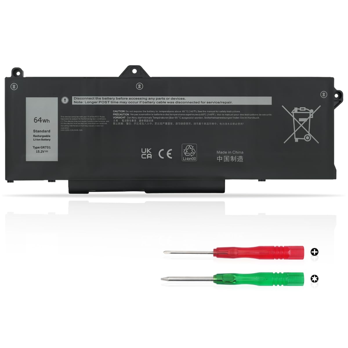 64Wh 4-celle GRT01 Laptop Batteria per Dell Latitude 5421 5431 5521 5531 Precision 3470 3561 3571 Series 00P3TJ 0P3TJ 0R05P0 R05P0 005RGW 05RGW 0VXD57 VXD57 451-BCUN 0ROP0 0R0PO 4ICP7/54/65