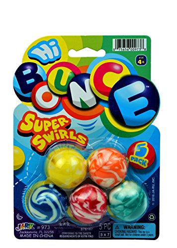JA-RU X-Treme Bounce Sport Ball Super Swirls Multiple Packs and Styles (1 Pack (5 Balls), 1.7" Super Swirls)