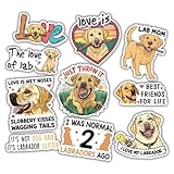 10pcs Yellow Labrador Retriever Sticker Sheet, Cute Vinyl Decals for Dog Owners, Lab Lovers, and Pet Parents, Waterproof, UV-Resistant, for Laptop, Water Bottle, Journal, Notebook, Phone Case, Crate