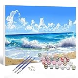 Pintar por Numeros Adultos Playa, DIY Verano Painting by Numbers Kits, Cuadros para Pintar por Numeros Kit con Pinceles y Pinturas Acrilicos, Decoración del Hogar, Regalo, 70x40cm, (Sin Marco), X-88