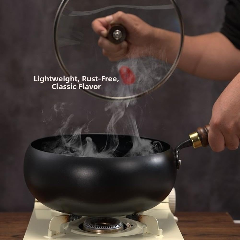 Poêle Wok Chinoise 24cm Fer Massif Revêtement Poêle Wok Chinoise(A)