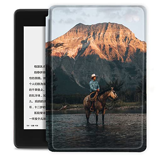 Etui Für Kindle Paperwhite Passt 6" Kindle Paperwhite 4-Kindle 8Th 2016, Cowboy Riding Horse Printed Cover Für 6,8" Kindle Paperwhite 11. 2021 Pu Lederbezug Mit Auto Wake / Sleep, Sonnenuntergang, F Cover
