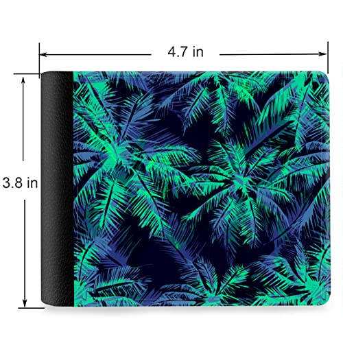 (Tropical Palm Tree Jungle Pattern-3 Front Pocket Slim Bifold Leather Wallet RFID Blocking with ID Window for Men2