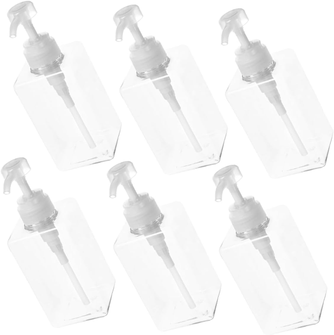 6pc Lotion Dispenser Bottles Pump Sturdy Material Refillable Modern Design Bathroom Kitchen Soap Dispenser