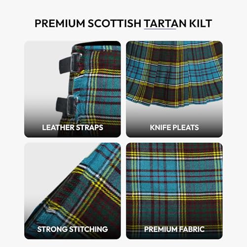 Image of 8 Yard Mens Kilt - Authentic Tartan Kilt for Men Highland Outfit for Weddings & Traditional Scottish Wear