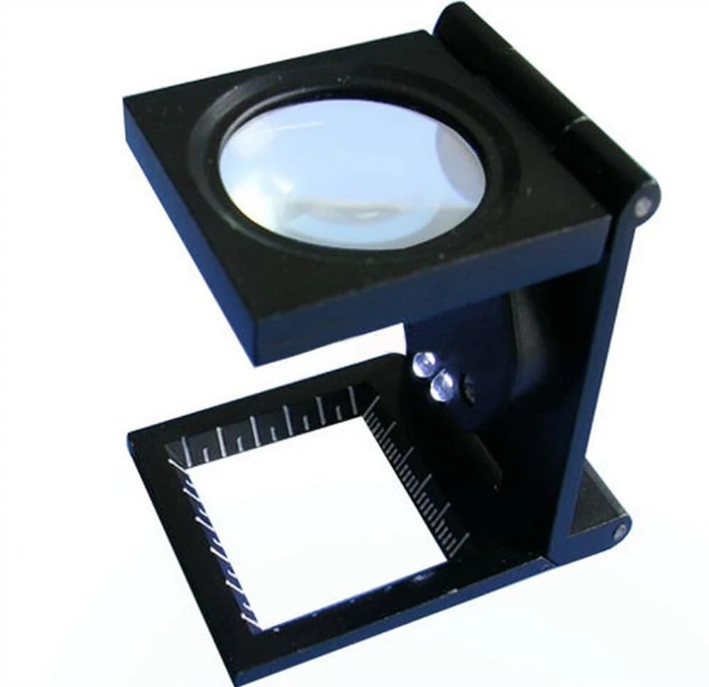 Microscopio de observación de 8 aumentos de iluminación, plegable, lupa de lino, probador de tela, lupa con 2 luces LED