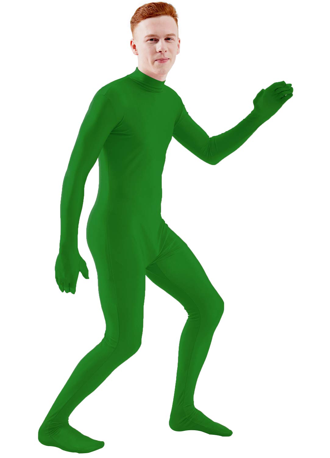 Ensnovo Mens Mock Neck Full Body Unitard Spandex Zentai Suits Costumes