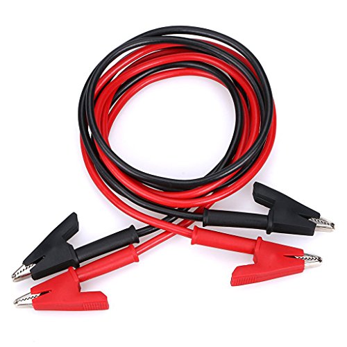 Image of Yakamoz 2PCS 1M 15A Dual Ended Alligator Clips Test Lead Cable Alligator Clips to Alligator Clips Test Lead Wire for Testing Black & Red