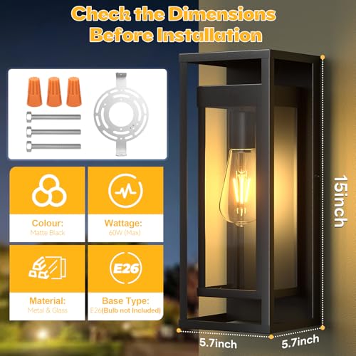 Image of 15 inch Outdoor Wall Lights 2 Pack Large Exterior Lighting Fixtures