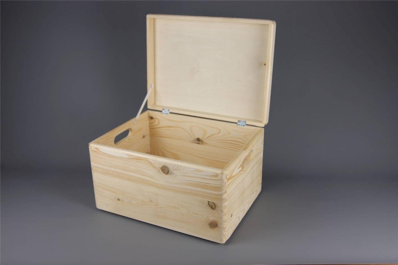 3 x Large Plain giocattolo in legno box cassetti impilabili cameretta R0114D