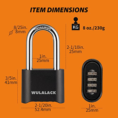 Image of WULALACK Combination Lock - 12 Pack Long Shackle Combo for Gates, Sheds, and Storage