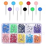 BOHUIZ 200 Stück Rundkopf Stecknadeln, Pinnwand Bunt Weltkarte zum Pinnen Stecknadeln mit Kopf Pinnadeln für Karte, Cork Board, Markierung