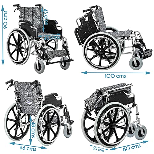Image of KosmoCare Elegant Plus Premium Lightweight Foldable Aluminium Wheelchair - Color Silver