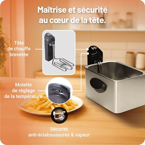 frifri Friteuse Expert 4,5L DUO 3200W - Design Rectangulaire,Tête de Chauffe Brevetée, Facile à Nettoyer - Aluminium – Image 4