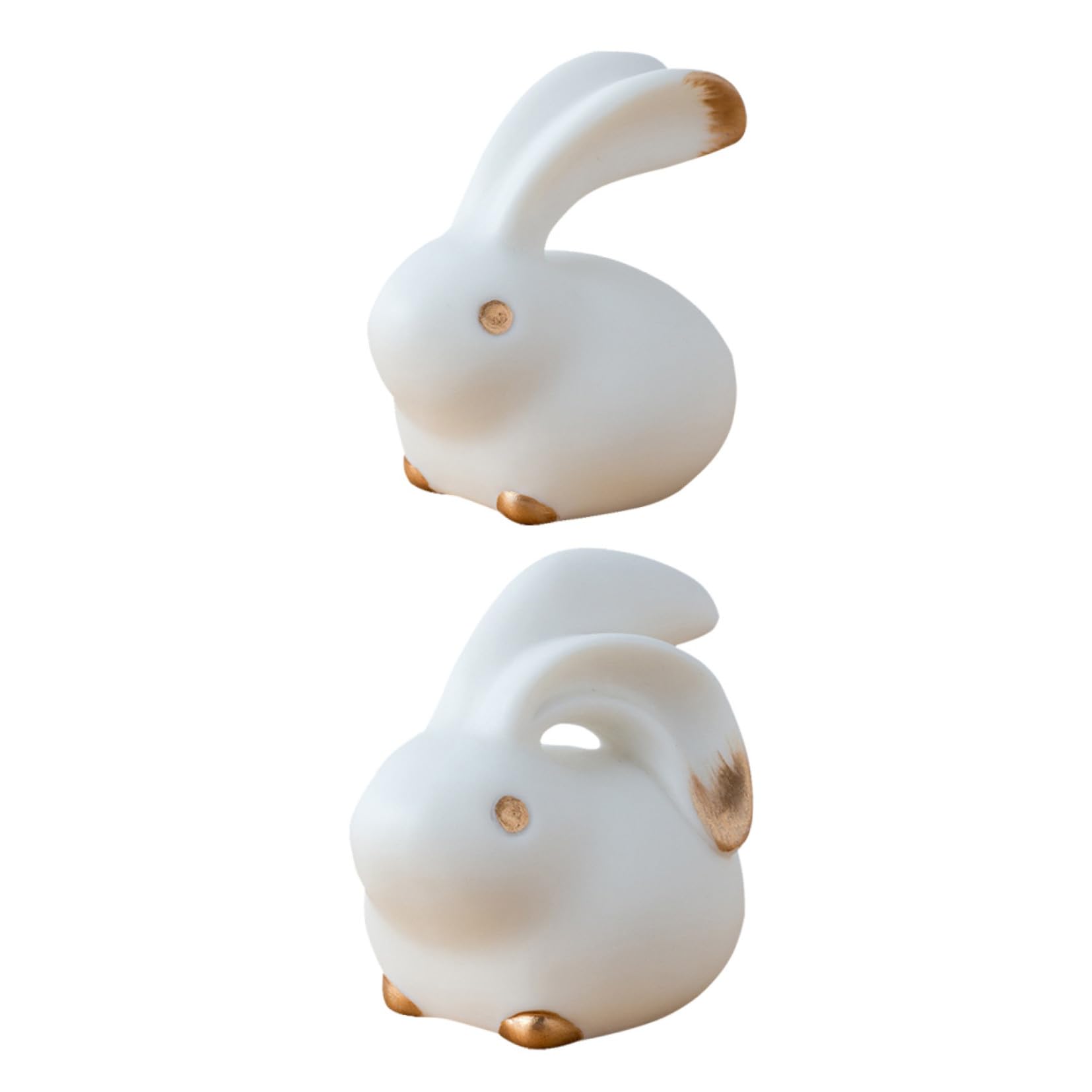 Figurine de lapin céramique dorée au design épuré pour décoration de table raffinée