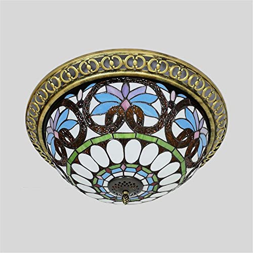 Baycheer Tiffany Ceiling Light Baroque Stained Glass Multi-Light Ceiling Fixture Dome Shade Decorative Hanging Tiffany Lamps Fixtures For Corridor Bedroom Living Room, 2 Lights, 11.8'' #TOP1