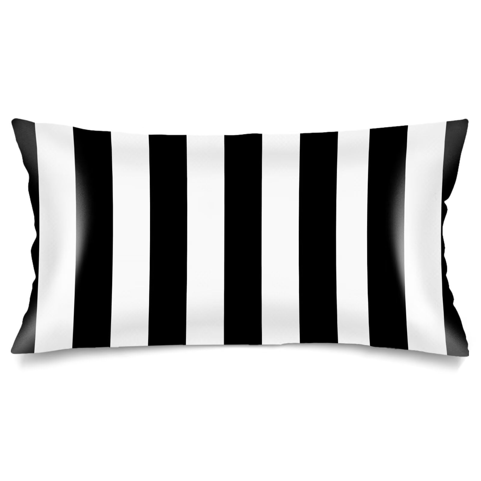 Silk Satin Pillowcase for Hair and Skin,White and Black Stripes Long Pillow Cover King Size Pillowcases Envelope Closure,Stripe Pillow Covers Black