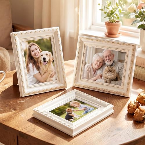 Image of 12 Pcs 4 x 6 Inch White Picture Frames Bulk Vintage Antique Ornate Retro Baroque Photo Frames with Backboard for Wall Hanging Tabletop Home Decor Wedding Christmas Display