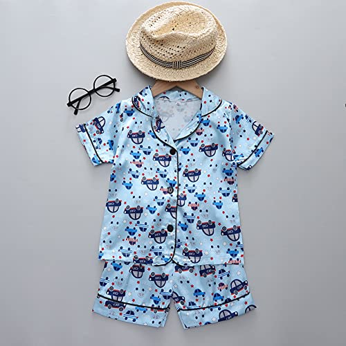 Toddler Boys Dinosaur 𝐏ajamas Satin Baby Girls Striped Silk 𝐏𝐣𝐬 Short Sleeve Summer Cute Floral Graphic Outfits3