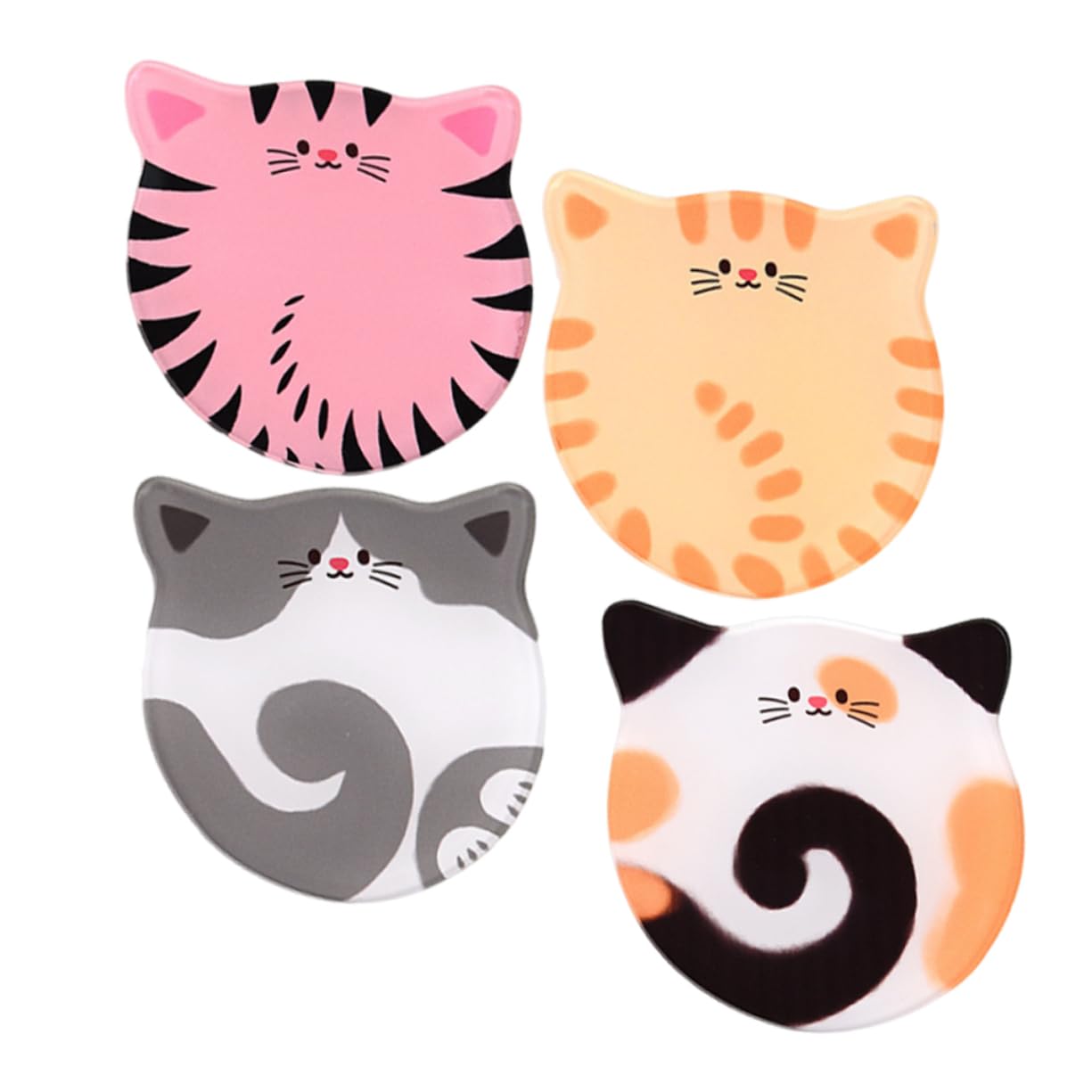 BESTOYARD 16piezas Posavasos Acrílicos Diseño De Gato Antideslizantes para Bebidas Café y Cerveza Decoración Moderna para
