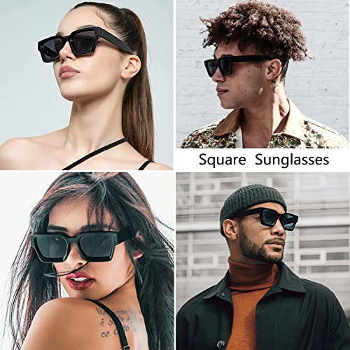 Square Sunglasses for Men Women Fashion Chunky Rectangle Shades UV400 Protection Sun Glasses 5