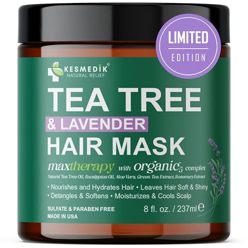 KESMEDIK Tea Tree Hair Mask & Scalp Mask Treatment, Deep Conditioner for Damaged Hair with Biotin & Argan Oil, Refreshes & Soothes Itchy Scalp with Tea Tree Oil, Hydrates & Repairs.