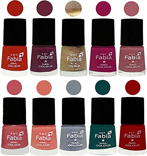 Image of ALL IN ONE (PACK OF 10), Long Lasting Glossy Nail Polish, 6 ml Each, All Vibrant Colours,01856