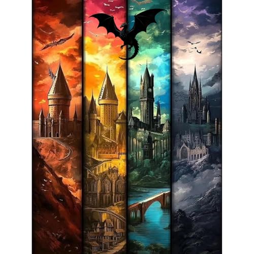 Castle Diamond Art Kits for Adults 5D DIY Diamond Painting Kits for Beginner Diamond Dots Full Drill Crafts for Gem Art Dot Art for Adults Home Wall Decor for Teens Boys Girls 12x16 inch
