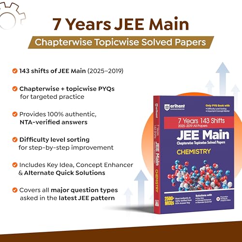 Image of Arihant JEE Main 7 Year Chapterwise Topicwise Solved Papers For Physics, Chemistry and Maths With 2500+ MCQs | All 143 Shifts Covered |100% NTA Answer Key Verified For Exam 2025-26