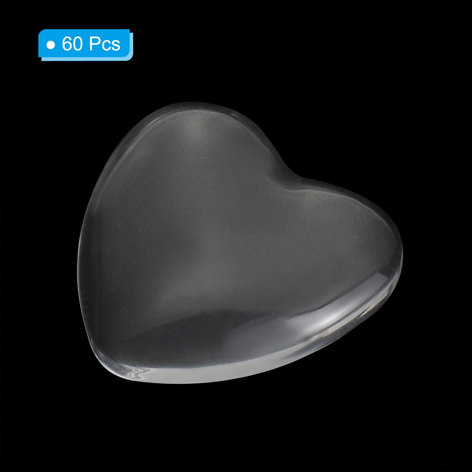PATIKIL Transparent Glass Cabochons, 60Pcs 25x25mm Heart Shaped Glass Dome Tiles for Photo Pendant Jewelry Making Clear - Image 3