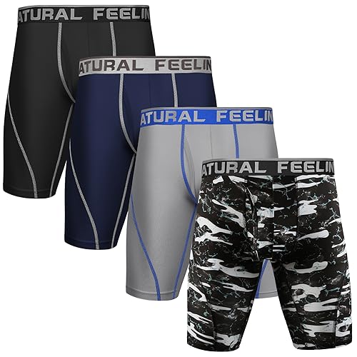 Natural Feelings 9in Pack de 4 Boxer Hombre Largos Calzoncillos Deportivos Hombre Elástico Ropa Interior Hombre Boxers para Hombres Absorción De Humedad XXL