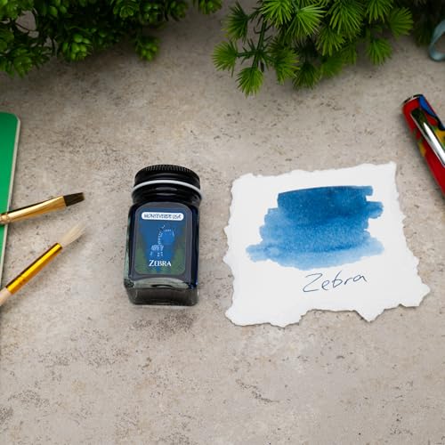 Image of Monteverde Jungle Fountain Pen Ink, 30ml, Zebra (Blue) | Animal-inspired fountain pen ink with bold color, smooth flow, and creative writing personality.