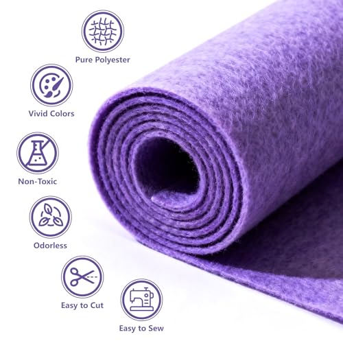 Image of Felt Fabric 36'' X 36'' Large Felt Sheets Stiff Craft Felt by The Yard for DIY Crafts Letter Coaster Flower Ornament Sewing Party Decoration Christmas Supplies Nonwoven (Light Purple)